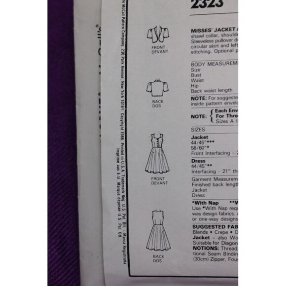 McCalls Sewing pattern2323 Women's Dress and bolero jacket Sz 12 - Picture 5 of 6